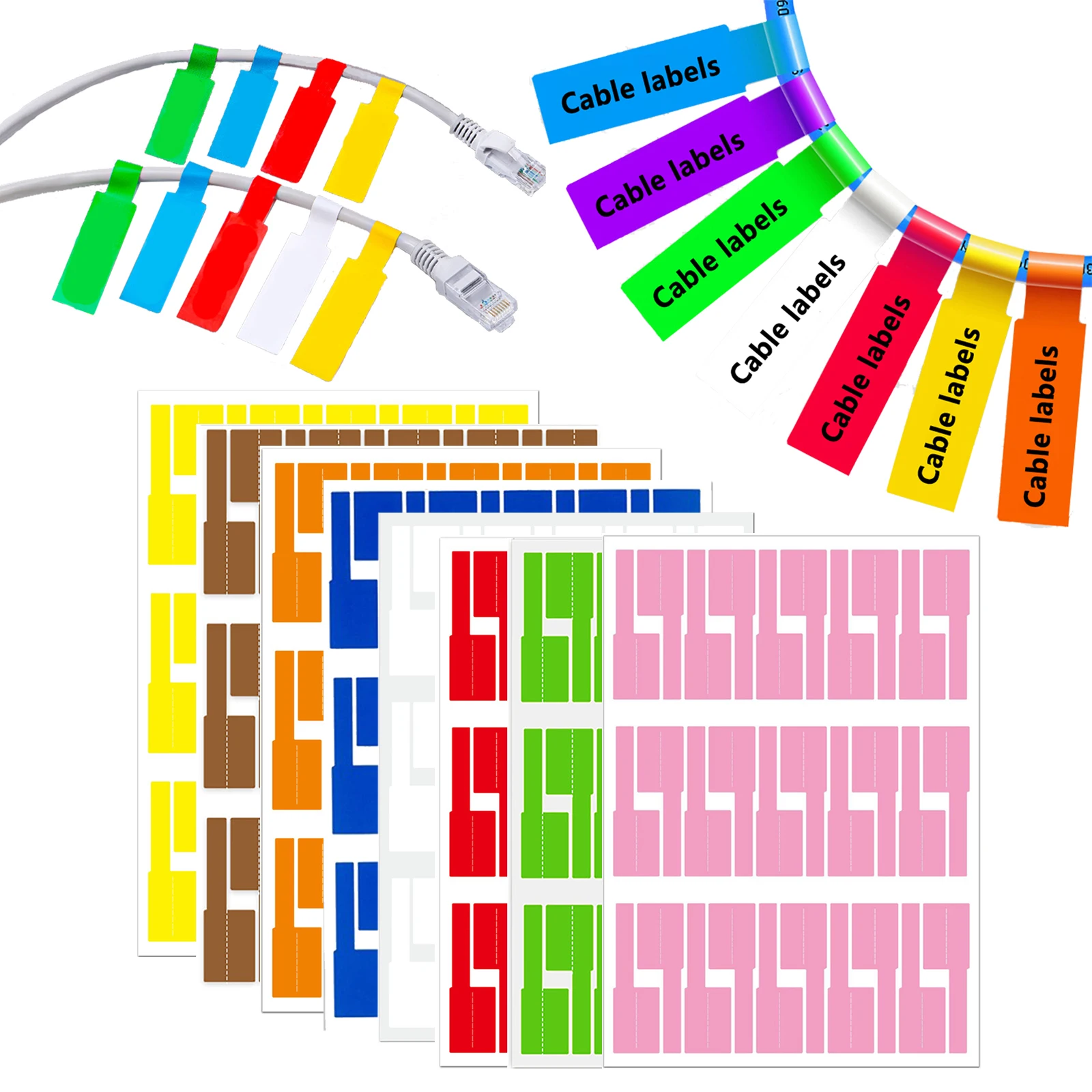 Industrial Laser - 240pcs Self-Adhesive Cable Labels Colorful Waterproof