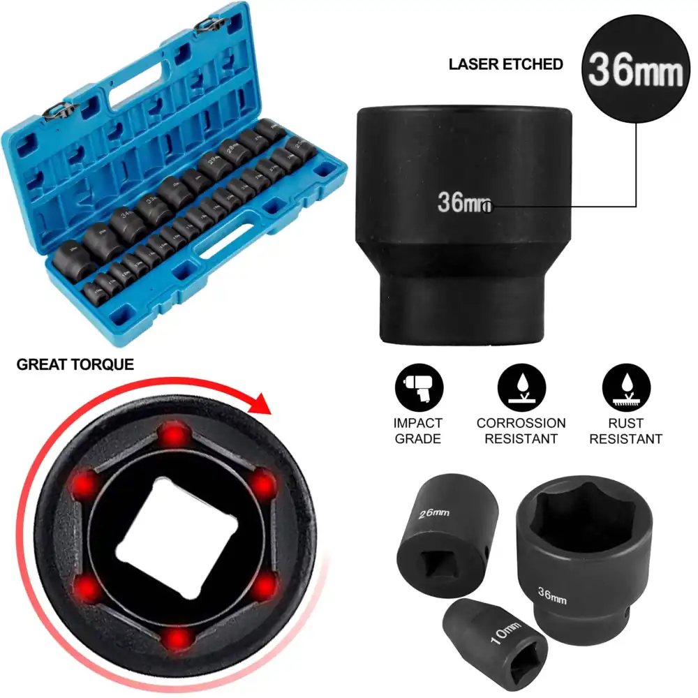 Industrial Laser Repair - Metric Impact Socket Set, CR-V Steel